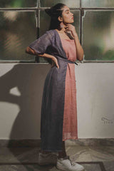 Mauve Single Jacket Calf Length Dress