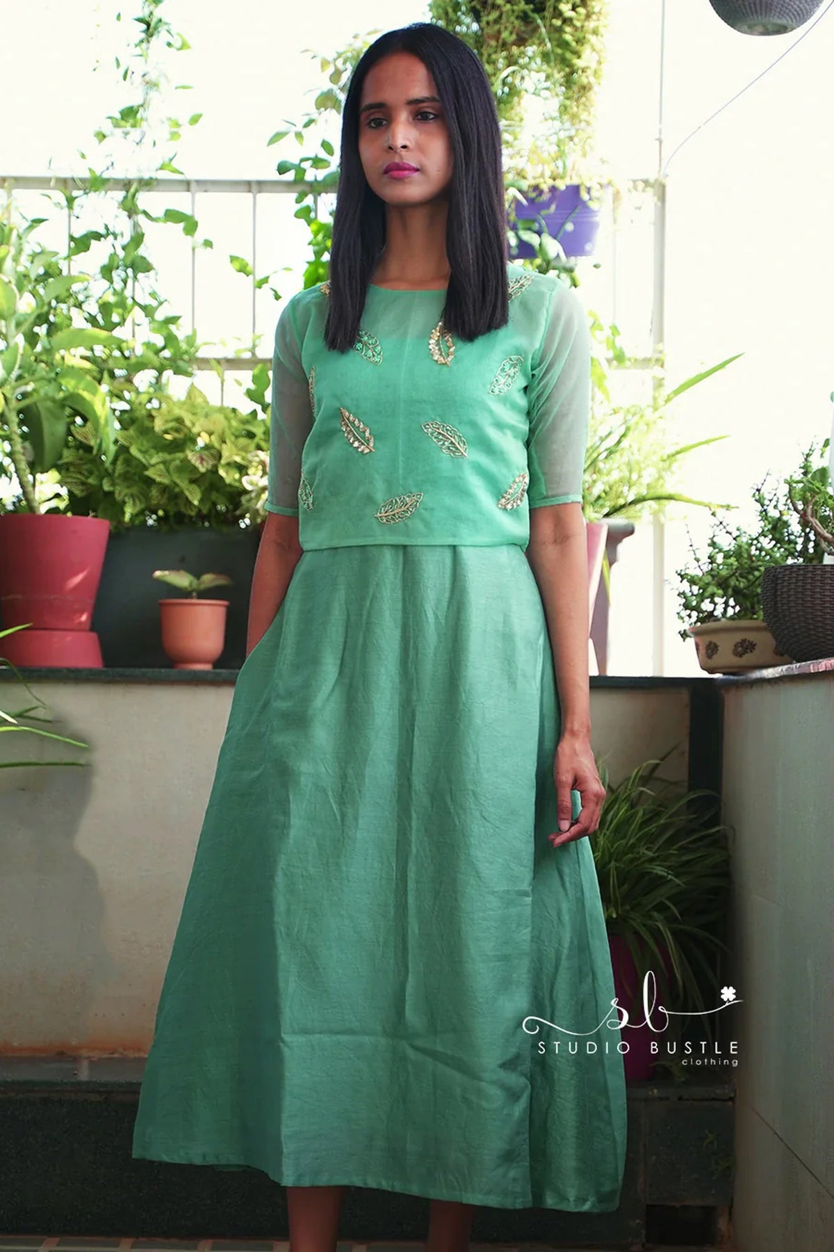 Blue Mul Chanderi Jacket Dress