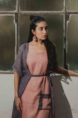 Mauve Single Jacket Calf Length Dress