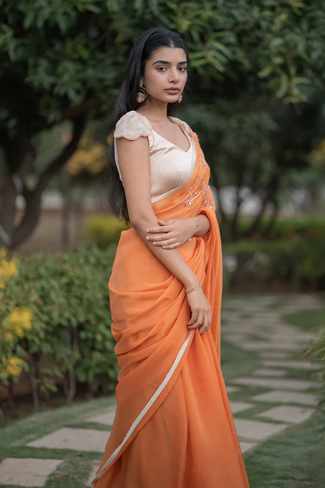 Tangerine Tide saree