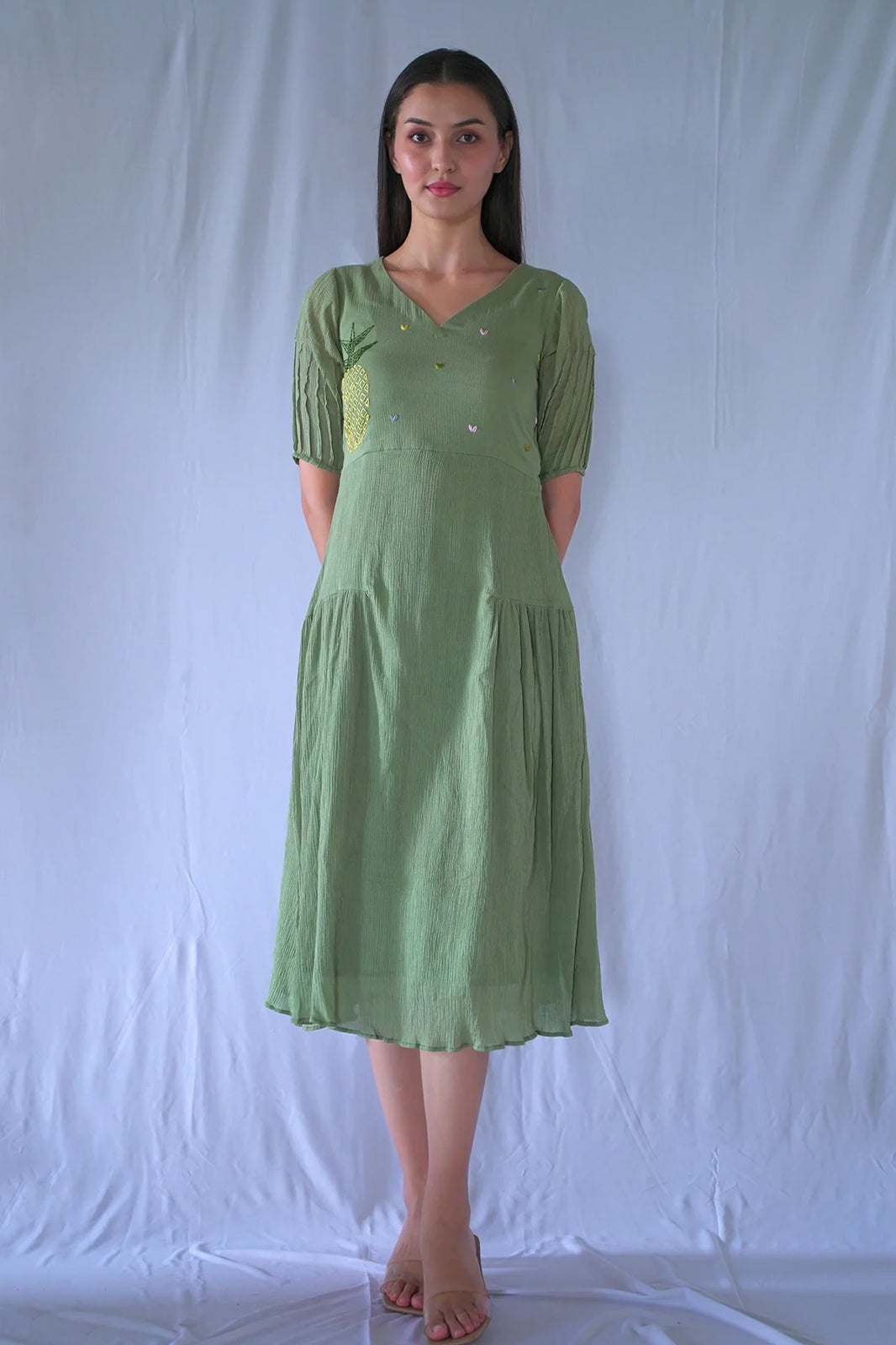 Sage Green Fit And Flare Dress