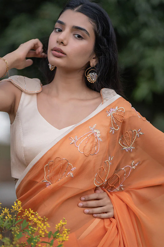 Tangerine Tide saree