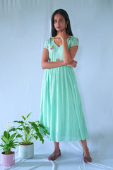 Teal Floral Fit And Flare Dress