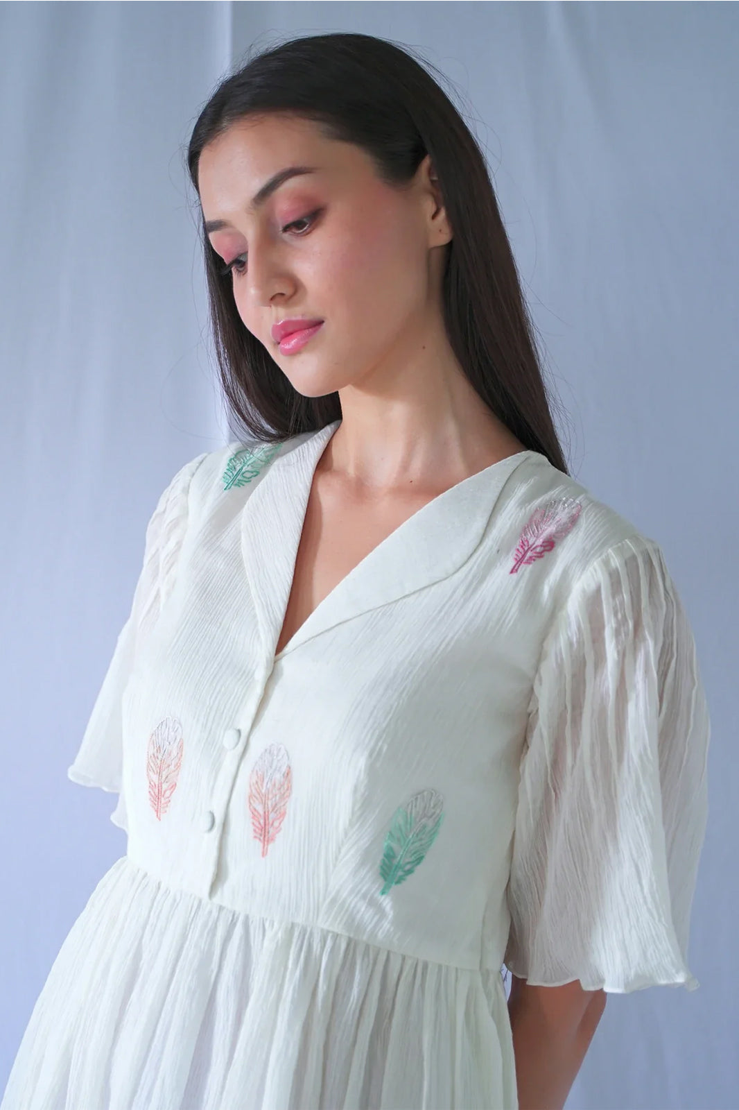 Buy White Fit and Flare Crushed Cotton Dress for Women