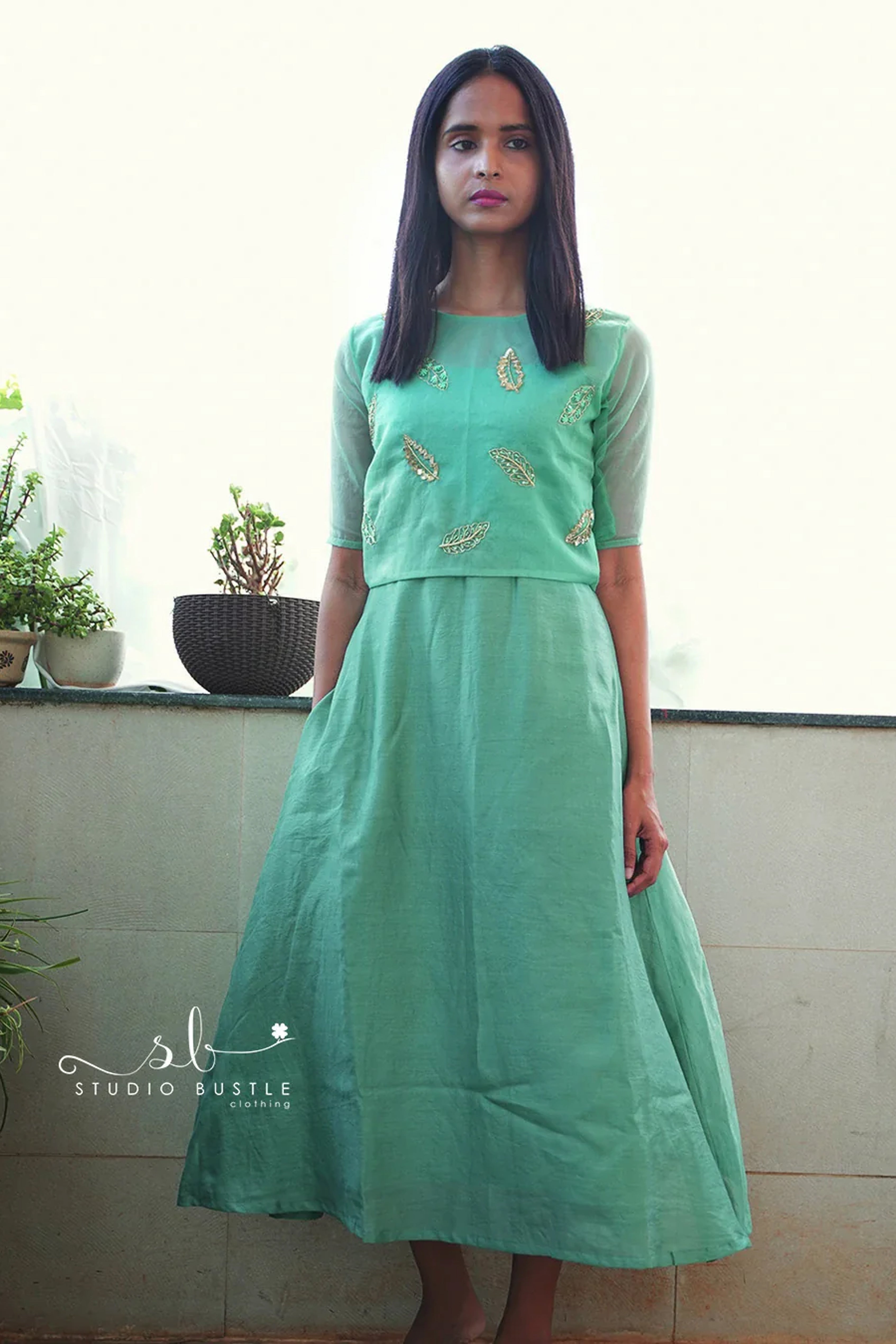 Blue Mul Chanderi Jacket Dress