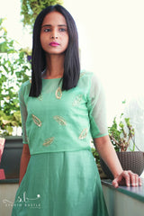 Blue Mul Chanderi Jacket Dress