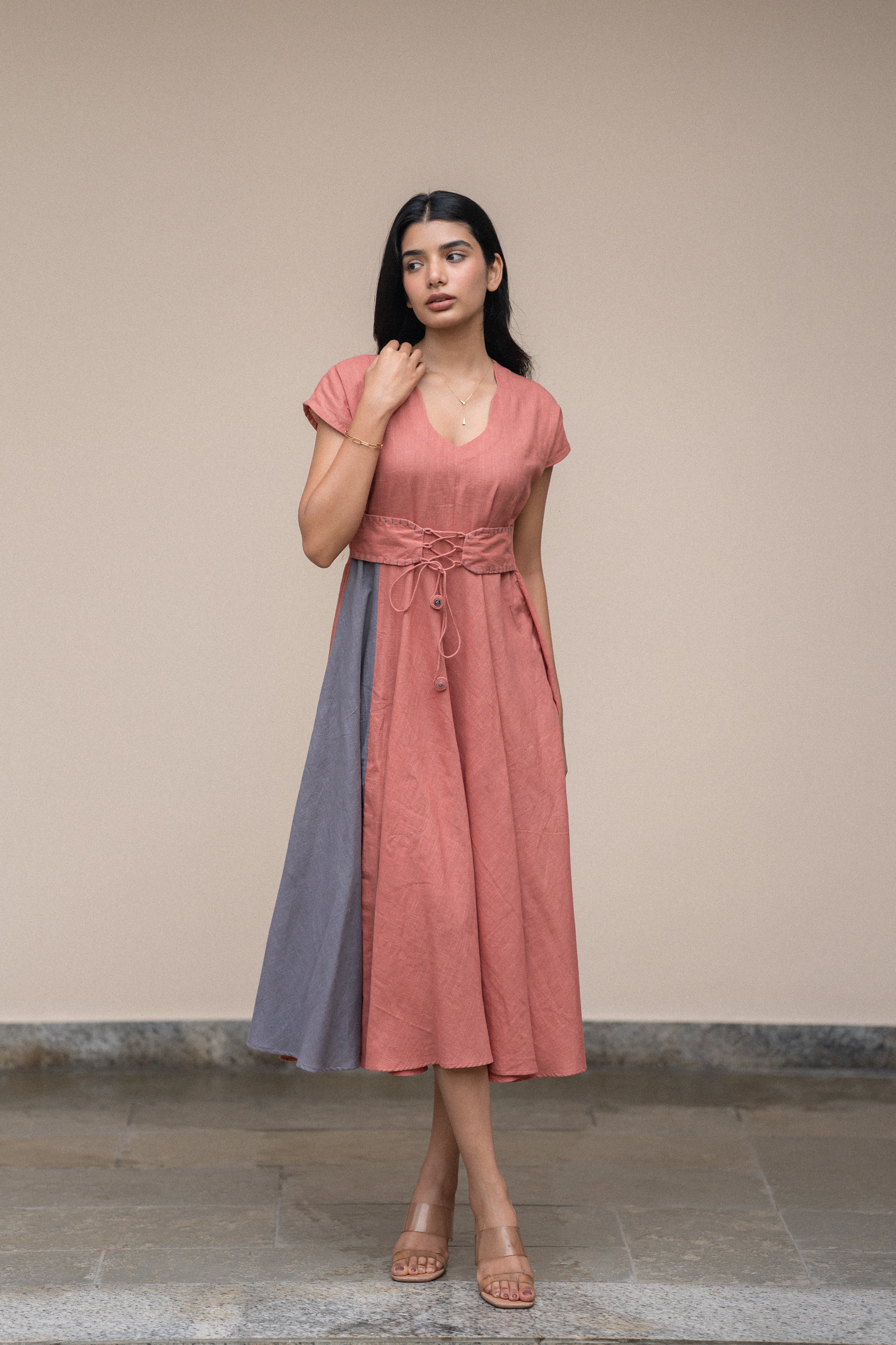 Dusty Rose Belted Dress