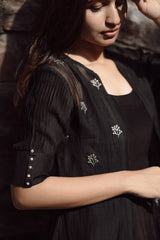 Black Handloom Chanderi Co-Ord Set with Jacket