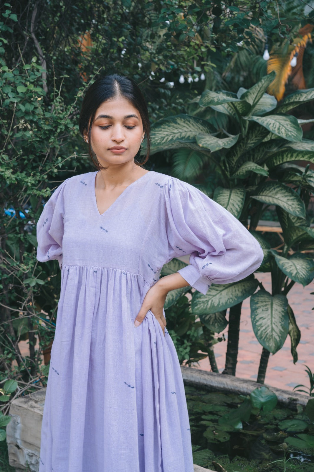 oversized dress Buy Lilac Jamdani Oversized Dress with Balloon Sleeves