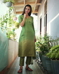 Green Ombre Co-ord Kurta Set With Pants