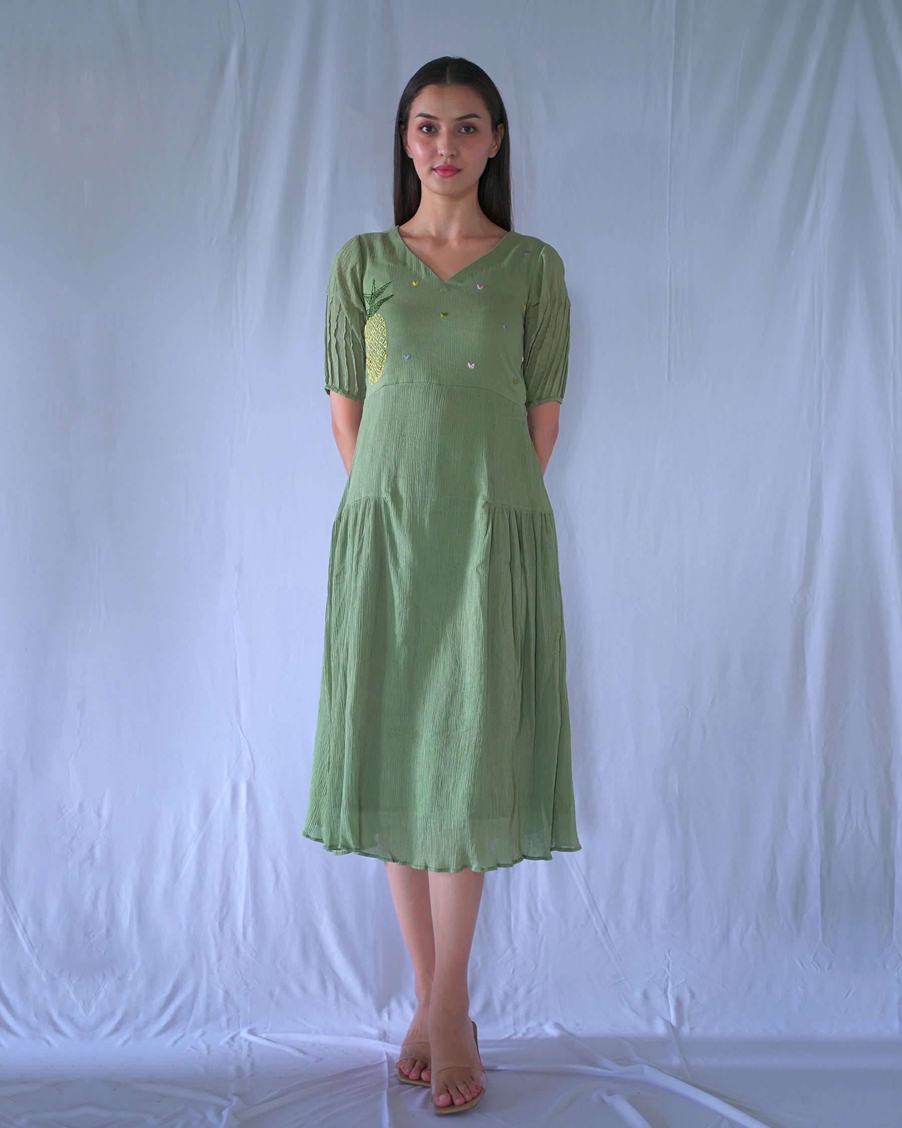 Sage Green Fit And Flare Dress