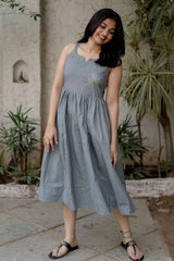 Grey Khadi Sleeveless Dress