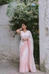 Pink Ombre Blossoms 2.0 Handloom Chanderi Saree