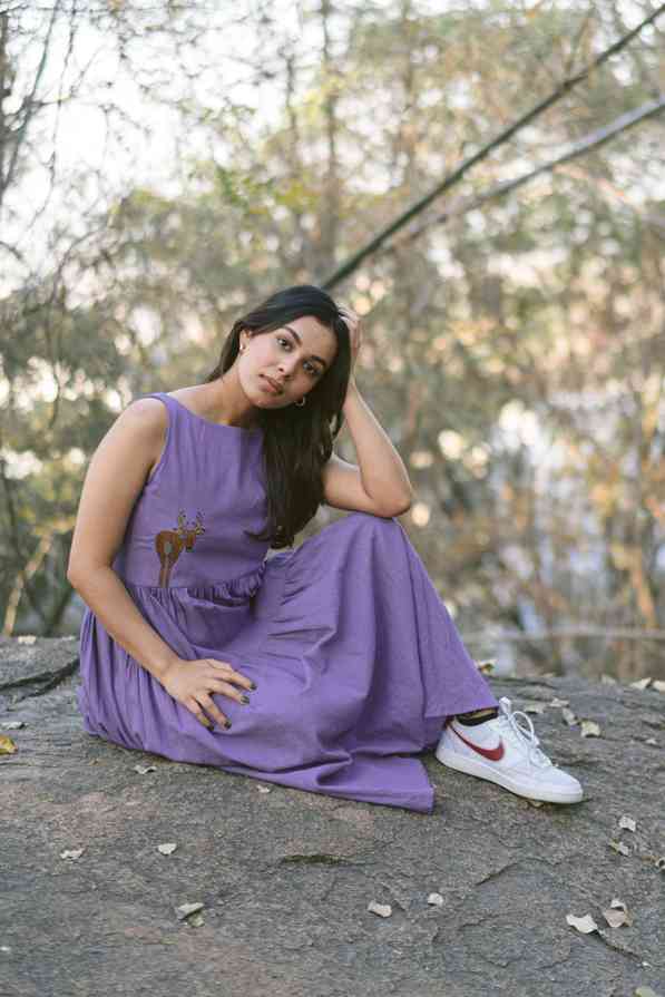 Ultra Violet Tiered Khadi Dress
