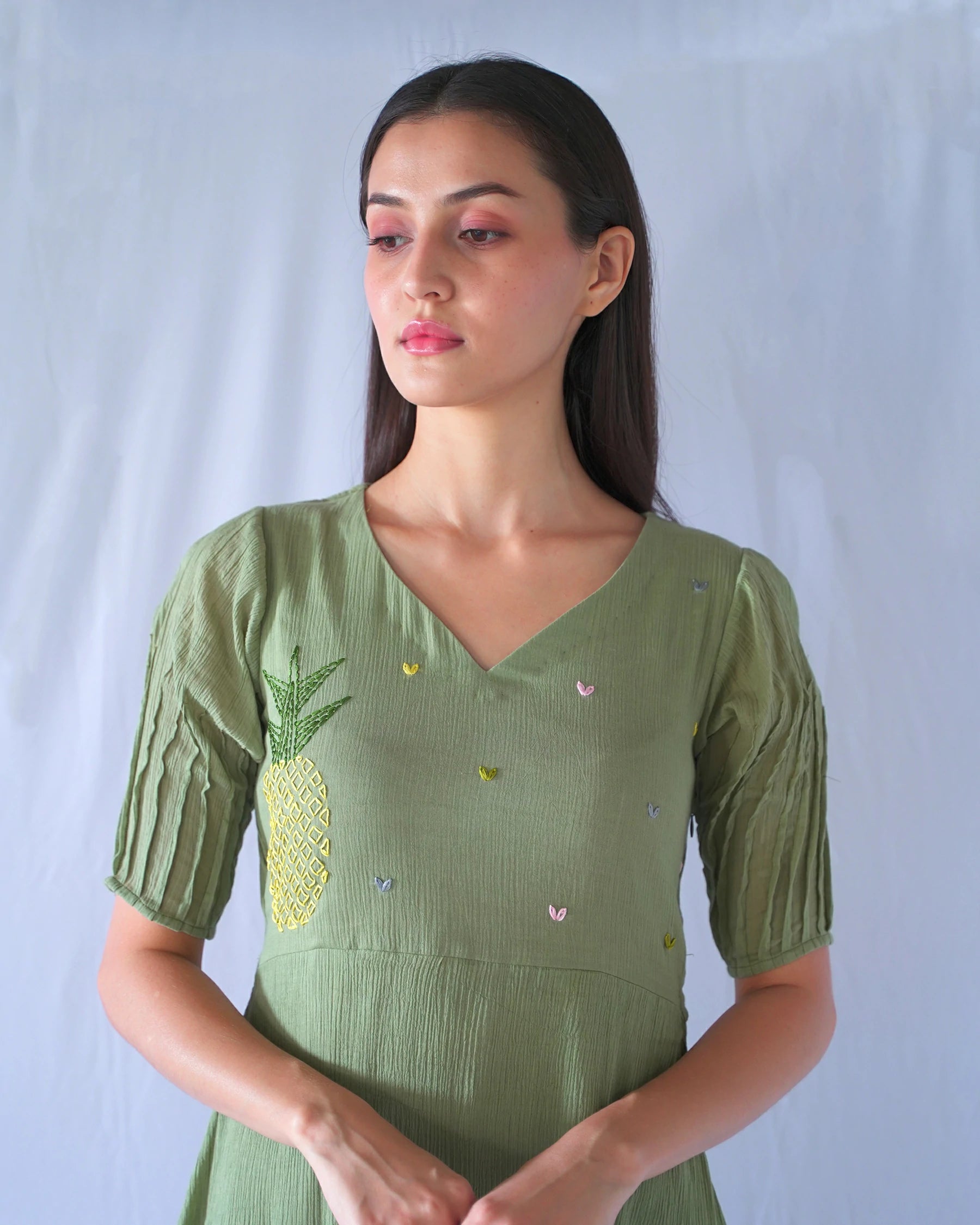 Buy Sage Green Fit and Flare Dress with Sleeves Online | Studio Bustle Buy Sage Green Fit and Flare Dress with Sleeves Online | Studio Bustle